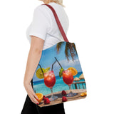 Summer Design 08 on Floral Tote Bag - Stylish Eco-Friendly Shopping Bag for Everyday Use