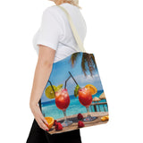 Summer Design 08 on Floral Tote Bag - Stylish Eco-Friendly Shopping Bag for Everyday Use