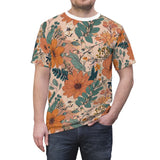 Summer Design 02 on Floral Unisex Cut & Sew Tee - Vibrant Garden Design for Everyday Wear