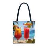 Summer Design 07 on Floral Tote Bag - Stylish Eco-Friendly Shopping Bag for Everyday Use