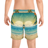 Summer Design 12 on Men's Floral Print Swim Shorts - Perfect for Summer Beach Days