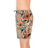 Summer Design 01 on Men's Floral Print Swim Shorts - Perfect for Summer Beach Days