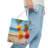 Summer Design 09 on Floral Tote Bag - Stylish Eco-Friendly Shopping Bag for Everyday Use