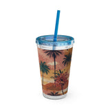Summer Design 05 on Sunsplash Tumbler with Straw, 16oz
