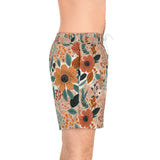 Summer Design 01 on Men's Floral Print Swim Shorts - Perfect for Summer Beach Days