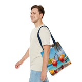 Summer Design 08 on Floral Tote Bag - Stylish Eco-Friendly Shopping Bag for Everyday Use