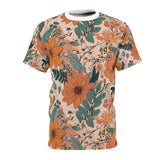 Summer Design 02 on Floral Unisex Cut & Sew Tee - Vibrant Garden Design for Everyday Wear