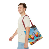 Summer Design 08 on Floral Tote Bag - Stylish Eco-Friendly Shopping Bag for Everyday Use