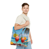 Summer Design 08 on Floral Tote Bag - Stylish Eco-Friendly Shopping Bag for Everyday Use
