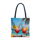 Summer Design 08 on Floral Tote Bag - Stylish Eco-Friendly Shopping Bag for Everyday Use