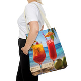 Summer Design 07 on Floral Tote Bag - Stylish Eco-Friendly Shopping Bag for Everyday Use