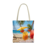 Summer Design 09 on Floral Tote Bag - Stylish Eco-Friendly Shopping Bag for Everyday Use