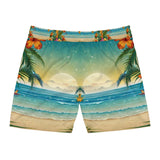 Summer Design 12 on Men's Floral Print Swim Shorts - Perfect for Summer Beach Days