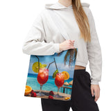 Summer Design 08 on Floral Tote Bag - Stylish Eco-Friendly Shopping Bag for Everyday Use