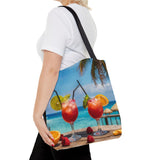 Summer Design 08 on Floral Tote Bag - Stylish Eco-Friendly Shopping Bag for Everyday Use
