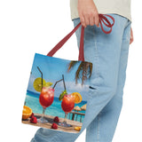 Summer Design 08 on Floral Tote Bag - Stylish Eco-Friendly Shopping Bag for Everyday Use