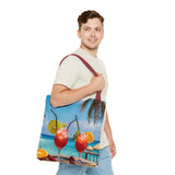 Summer Design 08 on Floral Tote Bag - Stylish Eco-Friendly Shopping Bag for Everyday Use
