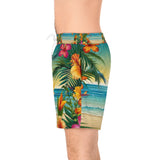 Summer Design 12 on Men's Floral Print Swim Shorts - Perfect for Summer Beach Days