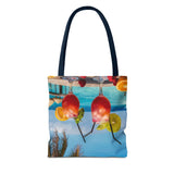 Summer Design 08 on Floral Tote Bag - Stylish Eco-Friendly Shopping Bag for Everyday Use
