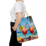 Summer Design 08 on Floral Tote Bag - Stylish Eco-Friendly Shopping Bag for Everyday Use