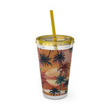 Summer Design 05 on Sunsplash Tumbler with Straw, 16oz