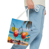 Summer Design 08 on Floral Tote Bag - Stylish Eco-Friendly Shopping Bag for Everyday Use