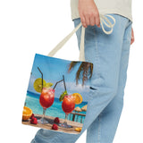 Summer Design 08 on Floral Tote Bag - Stylish Eco-Friendly Shopping Bag for Everyday Use