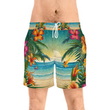 Summer Design 12 on Men's Floral Print Swim Shorts - Perfect for Summer Beach Days