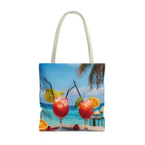 Summer Design 08 on Floral Tote Bag - Stylish Eco-Friendly Shopping Bag for Everyday Use