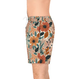 Summer Design 01 on Men's Floral Print Swim Shorts - Perfect for Summer Beach Days