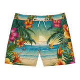 Summer Design 12 on Men's Floral Print Swim Shorts - Perfect for Summer Beach Days