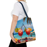 Summer Design 08 on Floral Tote Bag - Stylish Eco-Friendly Shopping Bag for Everyday Use