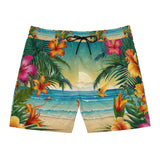 Summer Design 12 on Men's Floral Print Swim Shorts - Perfect for Summer Beach Days