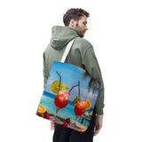 Summer Design 08 on Floral Tote Bag - Stylish Eco-Friendly Shopping Bag for Everyday Use