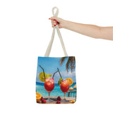Summer Design 08 on Floral Tote Bag - Stylish Eco-Friendly Shopping Bag for Everyday Use