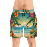 Summer Design 12 on Men's Floral Print Swim Shorts - Perfect for Summer Beach Days