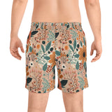 Summer Design 01 on Men's Floral Print Swim Shorts - Perfect for Summer Beach Days