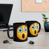 Surprised Emoji on 11oz Black Mug