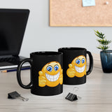 Big Smile Emoticon on 11oz Black Mug