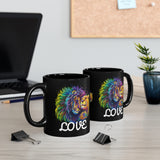 Lion & Lioness LOVE Design on 11oz Black Mug