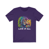 Lion & Lioness "Love Is All" Design on  Unisex Jersey Short Sleeve Tee