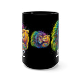 Lion & Lioness LOVE Design on Black Mug 15oz