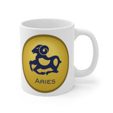 Gold Coin Aries Zodiac Design on Ceramic Mug 11oz