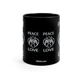 Peace Love design (2) on 11oz Black Mug