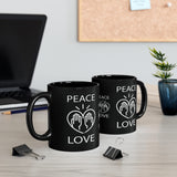 Peace Love design (2) on 11oz Black Mug