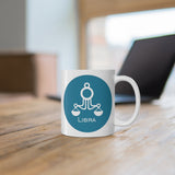 Blue Coin Libra Zodiac Design on Ceramic Mug 11oz