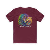 Lion & Lioness "Love Is All" Design on  Unisex Jersey Short Sleeve Tee