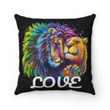 Lion & Lioness LOVE Design on Spun Polyester Square Pillow Case