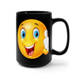 Cheery Emoji Black Mug 15oz