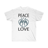Peace Love design on Unisex Ultra Cotton Tee